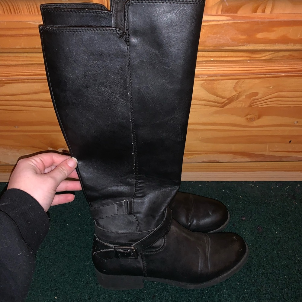 Black Knee high Zip up boots